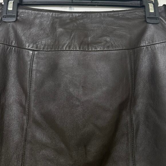 Chocolate Brown Soft Supple Leather Knee Length Pencil Skirt Small - Picture 6 of 10
